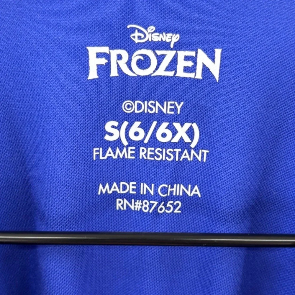 Disney Frozen Nightgown Girls Size 6/6X Blue Elsa Anna Snowflake Mesh Sleepwear